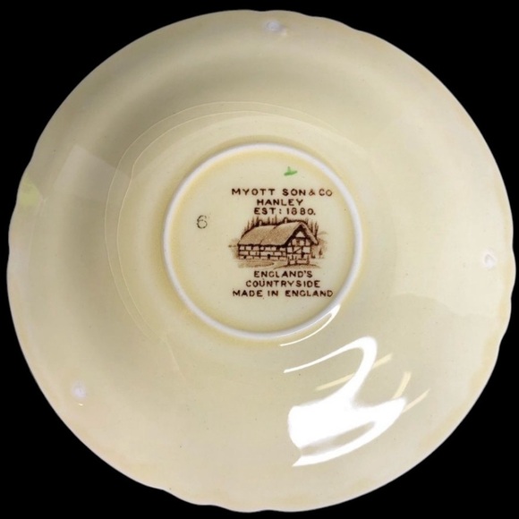 VTG Myott Son & Co. Hanley Englands Countryside Transferware Tea Cup + Saucer - Picture 7 of 8